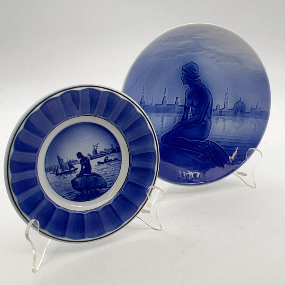 Desiree Denmark 1972 Little Mermaid/Royal Copenhagen Langelinie Plates 7.5" & 6"
